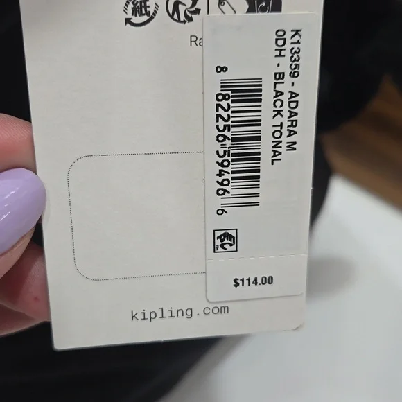 KIPLING BAG TOTE BAG BLACK LARGE NEW ADARA - Picture 14 of 14